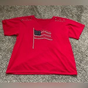 🔴 American US USA 3D Flag Red Short Sleeve T-shirt Tee Shirt Top XL